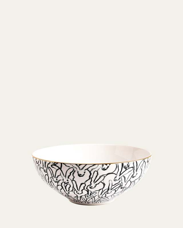 Rabbit Run Serving Bowl with Gold Rim